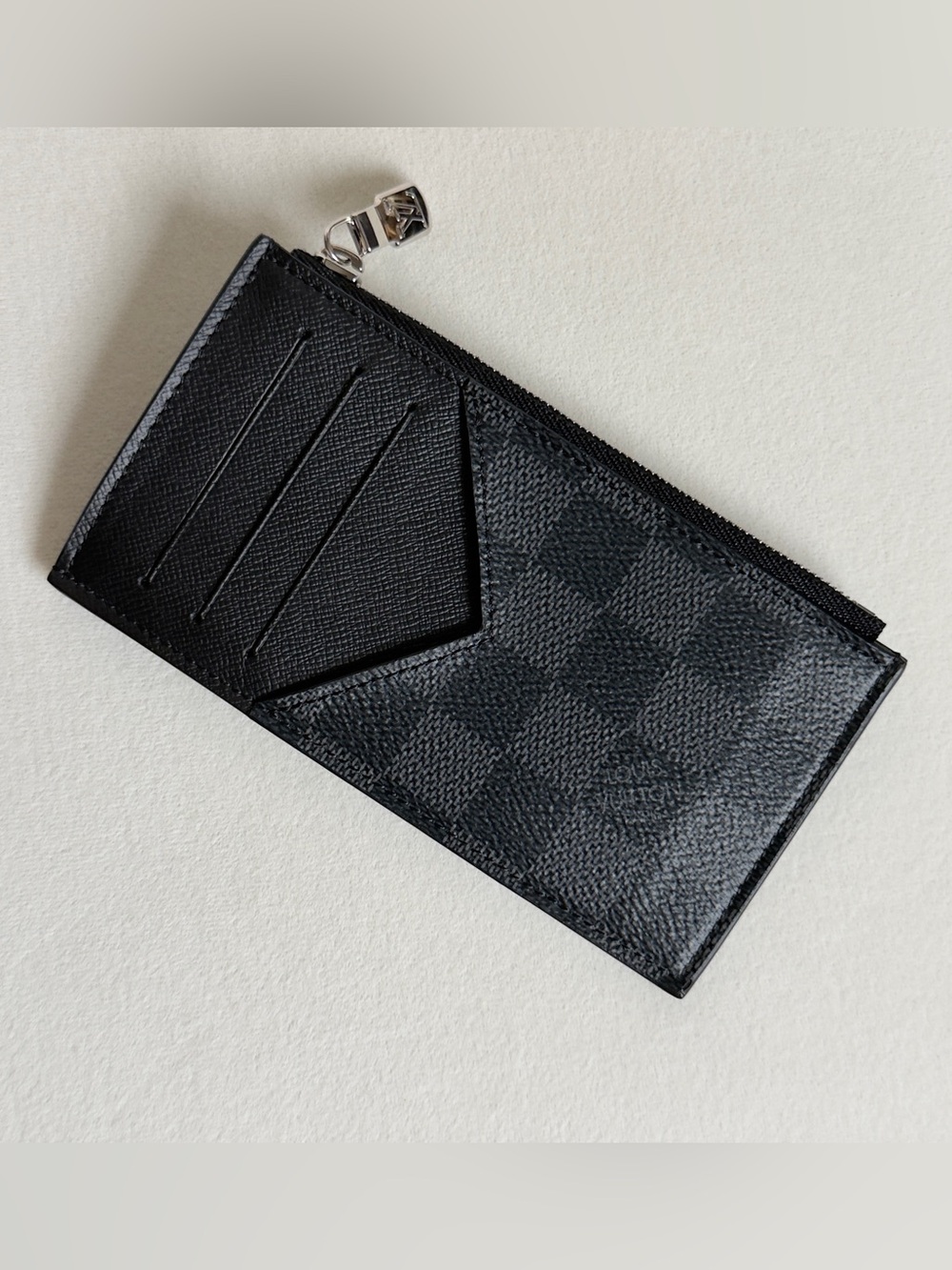 Louis Vuitton Damier Graphite Coin Card Holder Zipper Card Wallet Box & Dust Bag